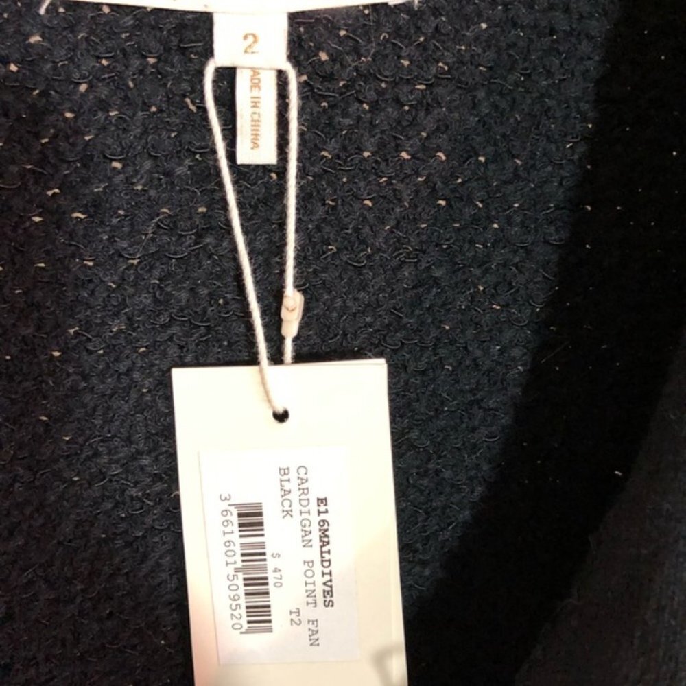 Maje‎ Fringe Cardigan Sweater Black Medium - Picture 9 of 12